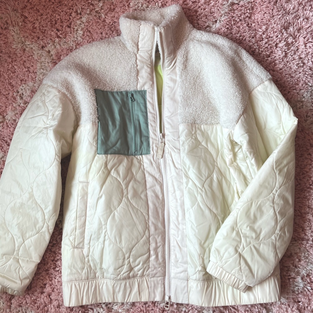 Women’s fleece quilted jacket zip up - XS - white cream Target brand